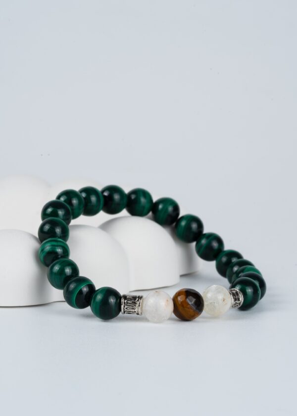 Malakit Kaplangözü Sitrin 8mm Gerçek Doğal Taş Unisex Bileklik | A Kalite - Görsel 2