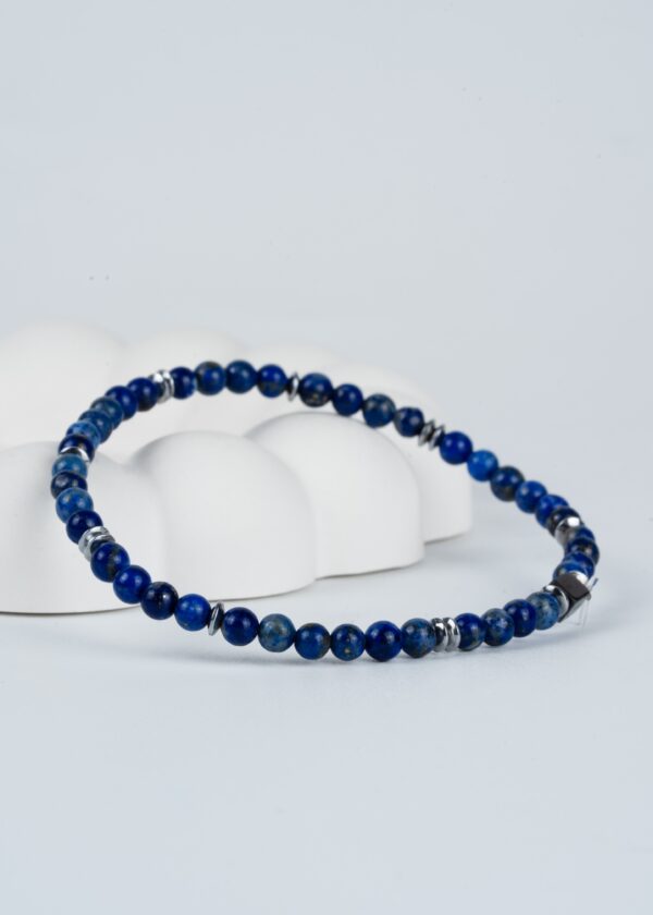Lapis 4mm Gerçek Doğal Taş Unisex Bileklik | A Kalite - Görsel 2