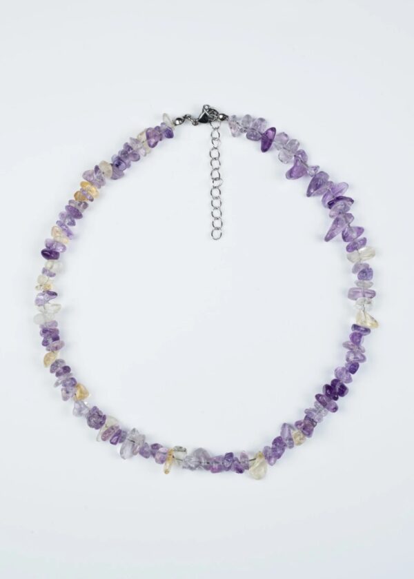 Kırıktaş Ametis Sitrin Detaylı Doğal Taş Kolye - Gümüş - Görsel 2